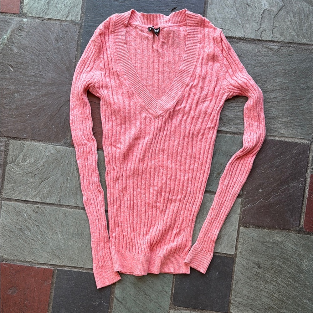 Women's Pink V-Neck Sweater